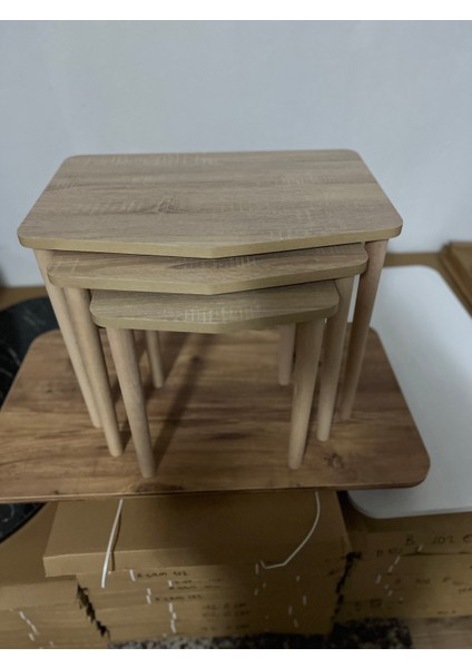 Novus Serisi – 3’lü Mdf Zigon Sehpa Seti | Masif Kayın Ayak + 18 mm Mdf Tabla Beyaz, Koyu Mese, Atlantikcam fırsatları