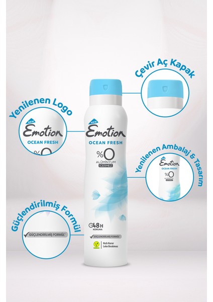 Ocean Fresh Kadın Vegan Deodorant 6X200 ml Hızlı Kurur, Leke Bırakmaz modelleri
