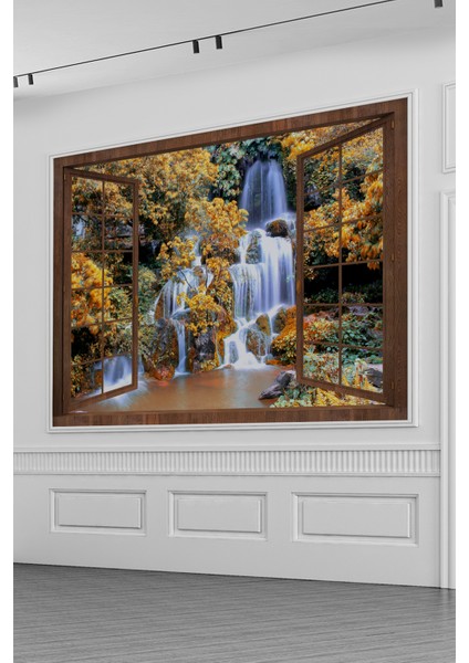 Kız Kulesi Manzaralı Pencere Desenli Tek Parça Duvar Kağıdı