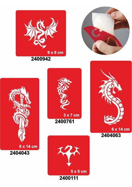Dragonlar 5'li Set Geçici Dövme Kına Şablonu