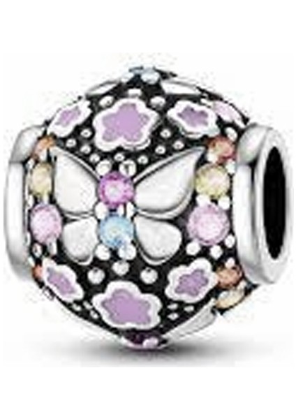 Renkli Bahar Gümüş Charm