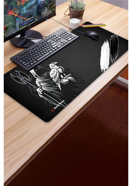 Sonictouch Kartalın Efendisi Siyah Beyaz Dikişsiz Pürüzsüz Sıvı Geçirmez Xxl Gamer Klavye Mousepad 40X90CM modelleri