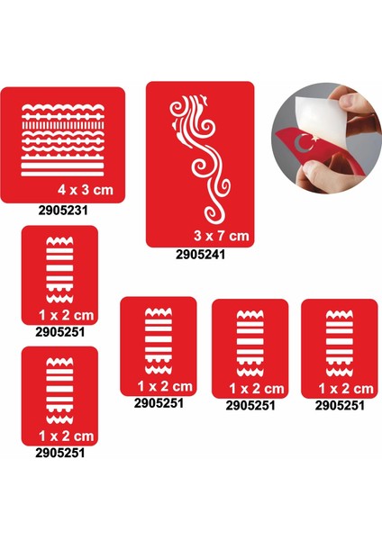 Çizgisel Motif 5'li Set Geçici Dövme Kına Şablonu