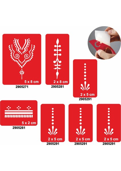 Çiçekli Kubbe 5'li Set Geçici Dövme Kına Şablonu