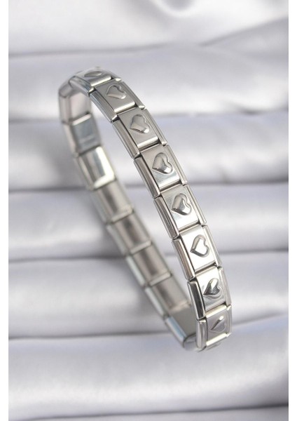 Paslanmaz Çelik Italyan Charm Bileklik Kalpli