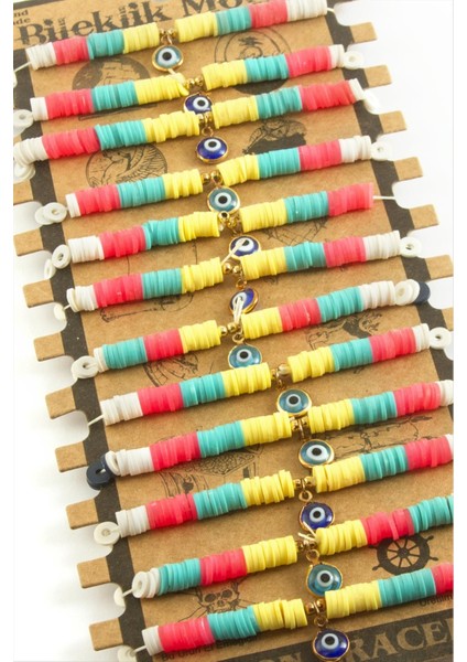 Zengezur Nazar Fimo Boncuk Bileklik-Renkli