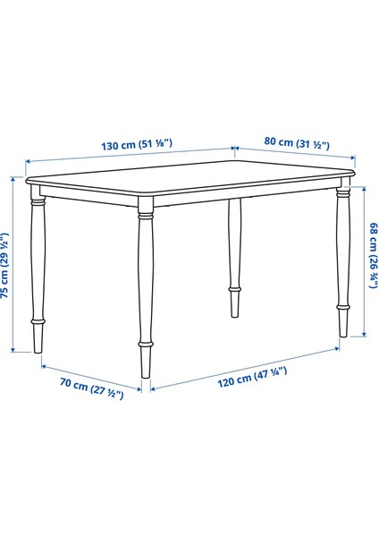 Danderyd Mutfak Masası Siyah 130 x 80 Cm 4 Kişilik fiyatları