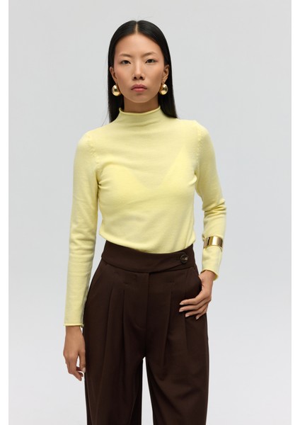 Serina Balıkçı Yaka Sarı Ince Triko