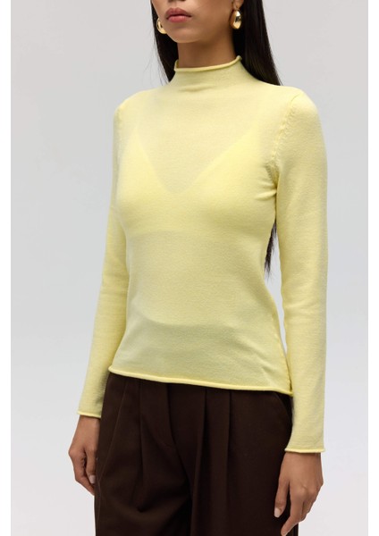 Serina Balıkçı Yaka Sarı Ince Triko modelleri