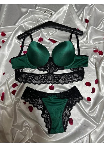 Kadın Şık Dantel Saten Detaylı Iç Giyim Takımı – 2 Parça