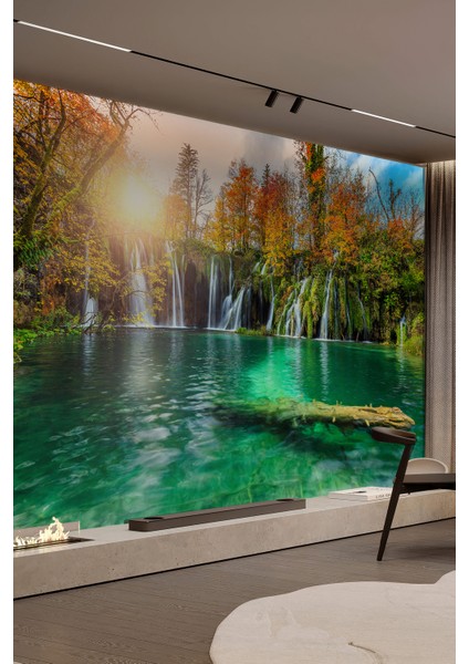 Orman ve Şelale Manzaralı Tek Parça Duvar Kağıdı fiyatları