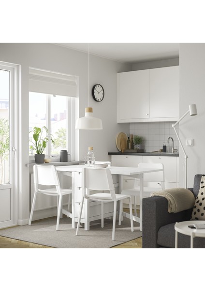 Mutfak Masası Takımı, Beyaz, 4 Sandalyeli, Katlanabilir fiyatları