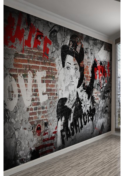 Modern Sokak Sanatı Tarzı Graffiti Sanat Tasarım Tekstil Duvar Kağıdı