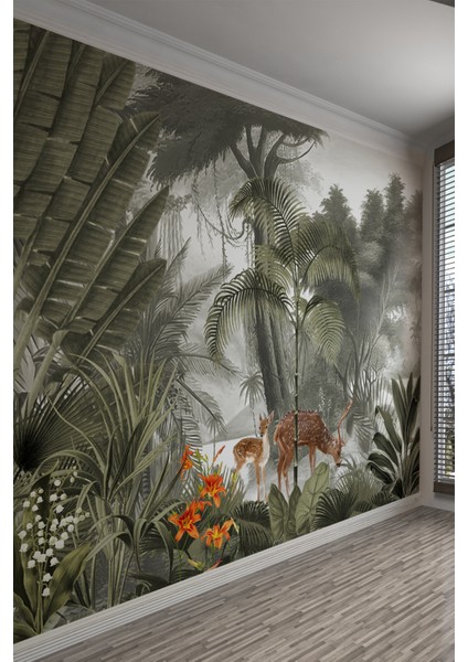 Geyik ve Orman Desenli Tekstil Duvar Kağıdı fiyatları