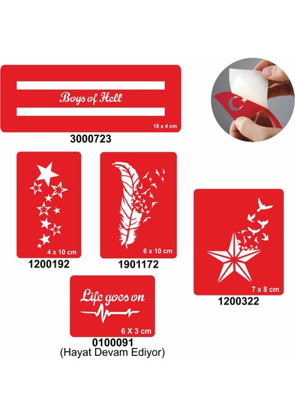 Kuşlar ve Yıldızlar 5'li Set Geçici Dövme Kına Şablonu