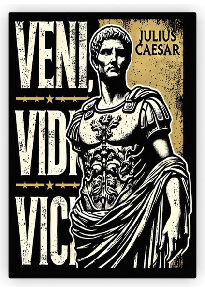 Julius Sezar Veni Vidi Vici Geldim Gördüm Yendim Ahşap Poster 20 x 29 cm