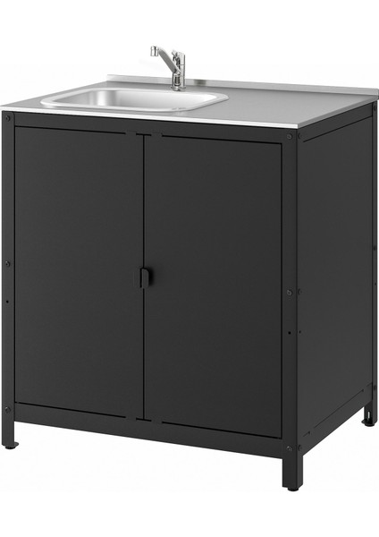 Dış Mekan Lavabo Ünitesi, Paslanmaz Çelik-Siyah, 86X61 Cm, Kallsjön Batarya