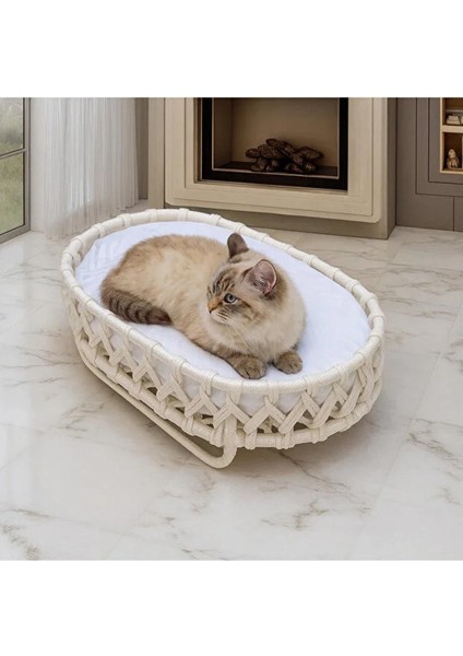 El Örgüsü Iskandinav Kedi Yuvası, Yumuşak Minderli Kedi Evi Bej fırsatları