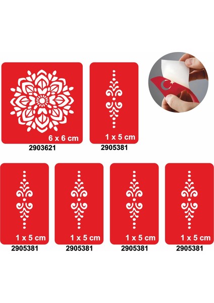 Mandala 5'li Set Geçici Dövme Kına Şablonu
