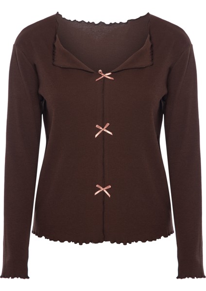 Kadın Pamuklu Çıtır Çiçek Desenli Baby Overloklu Fiyonk Detaylı Uzun Kollu Pijama Takımı fiyatları