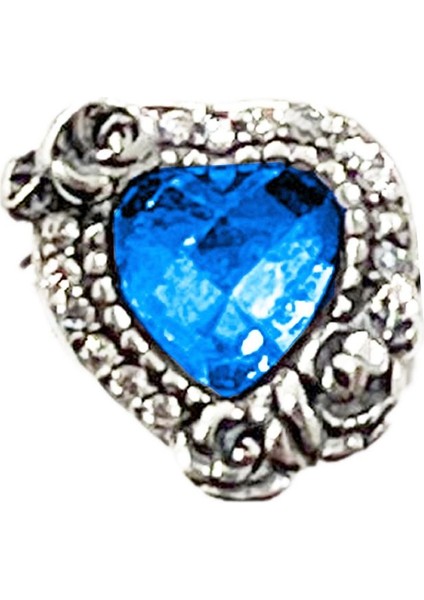 Gül Motifli Renkli Taşlı Kalp Gümüş Charm