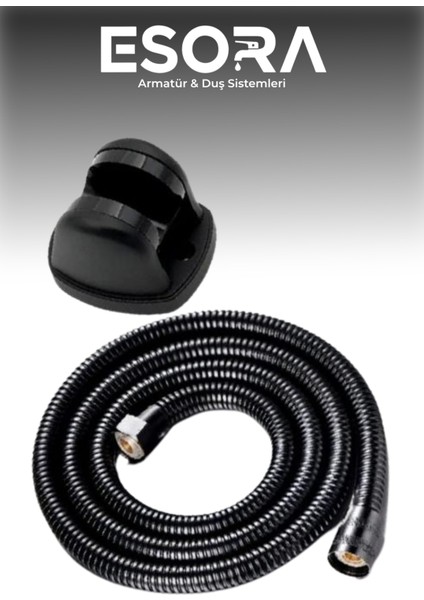 Siyah Banyo Bataryası Duş Başlığı Hortumu ve Mafsalı Set modelleri