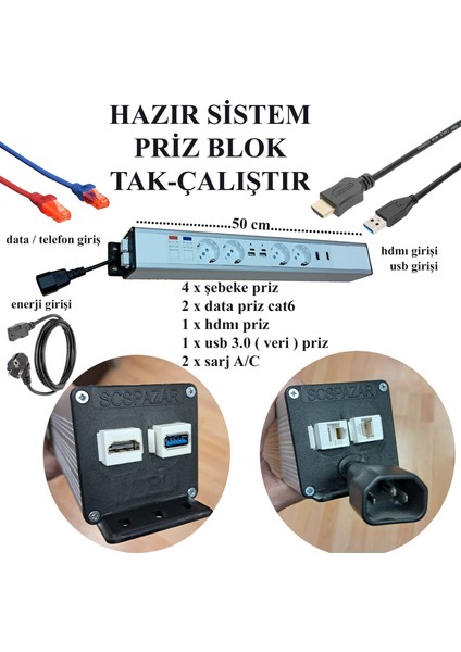 Tak Çalıştır Bürotik Priz Blok Masa Altı modelleri