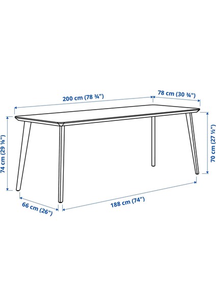 Lısabo Yemek Masası Dişbudak Kaplama 200 x 78 Cm 6-8 Kişilik fiyatları