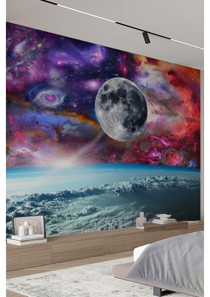 Uzay ve Galaksi Manzaralı Tekstil Duvar Kağıdı