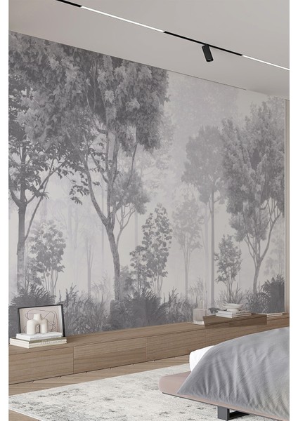 Sisli Orman Manzaralı Tek Parça Tekstil Duvar Kağıdı