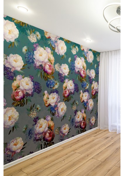 Klasik Yoğun Çiçek Desenli Tekstil Duvar Kağıdı