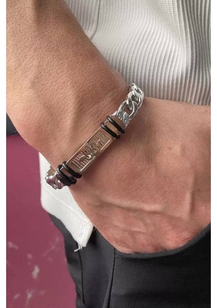 Figürlü Çelik Erkek Bileklik