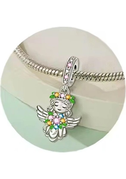 Cennetten Melek Sallantılı Gümüş Charm