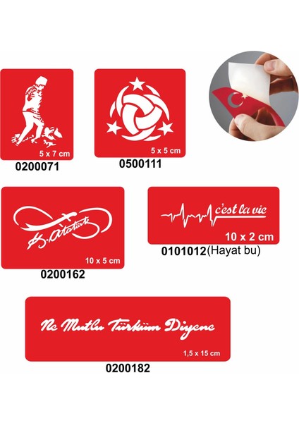 Ne Mutlu Türküm Diyene 5'li Set Geçici Dövme Kına Şablonu