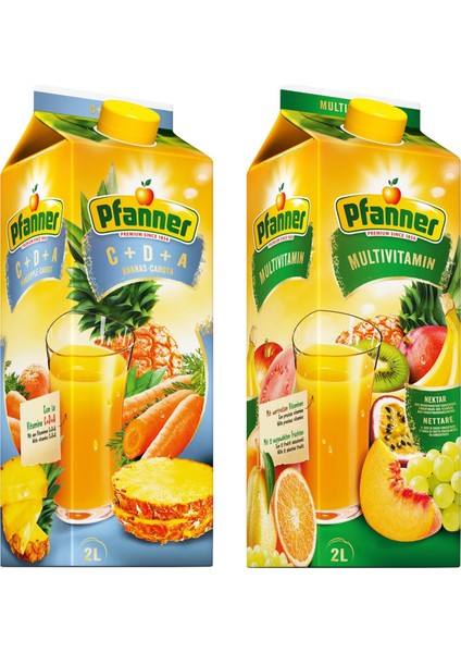 2 Lt C+D+A Ananas-Carota ve Multivitamin Meyve Suyu 2 Li Paket