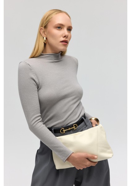 Serina Balıkçı Yaka Gri Ince Triko