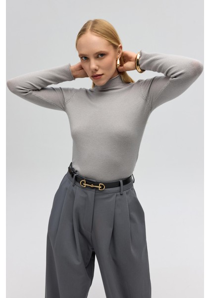 Serina Balıkçı Yaka Gri Ince Triko modelleri