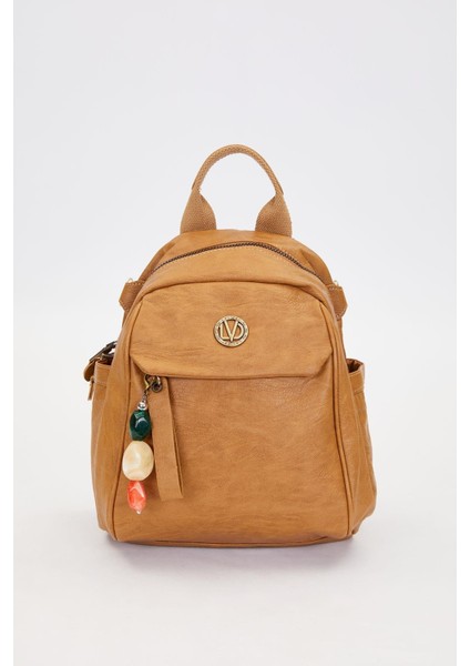 Kahve Taş Charm Detaylı Omuz Çantası