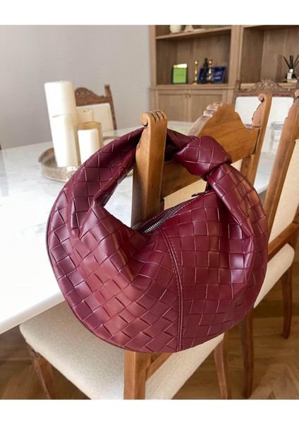 Düğüm Detaylı Örgülü Çanta Bordo fiyatları