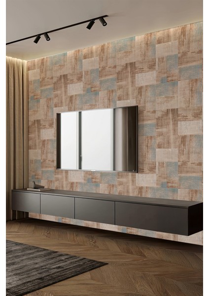 Rustik Ahşap Dokulu Patchwork Tekstil Duvar Kağıdı fiyatları