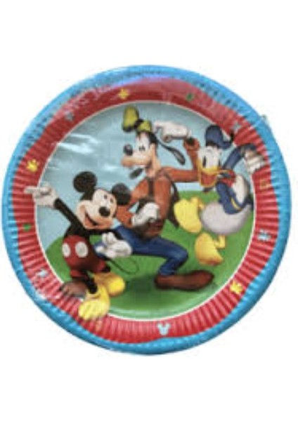 Mickey Mouse Temalı Çocuk Tabak - 8’li Plastik Doğum Günü Parti Tabak Seti