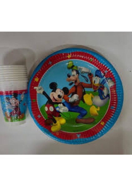 Mickey Mouse Temalı Çocuk Tabak - 8’li Plastik Doğum Günü Parti Tabak Seti fırsatları