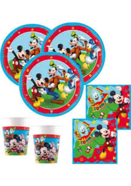 Mickey Mouse Temalı Çocuk Tabak - 8’li Plastik Doğum Günü Parti Tabak Seti indirimleri
