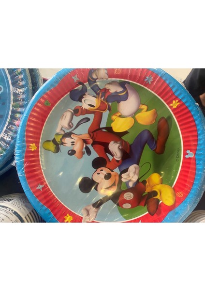 Mickey Mouse Temalı Çocuk Tabak - 8’li Plastik Doğum Günü Parti Tabak Seti