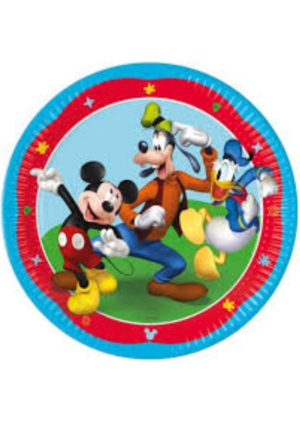 Mickey Mouse Temalı Çocuk Tabak - 8’li Plastik Doğum Günü Parti Tabak Seti