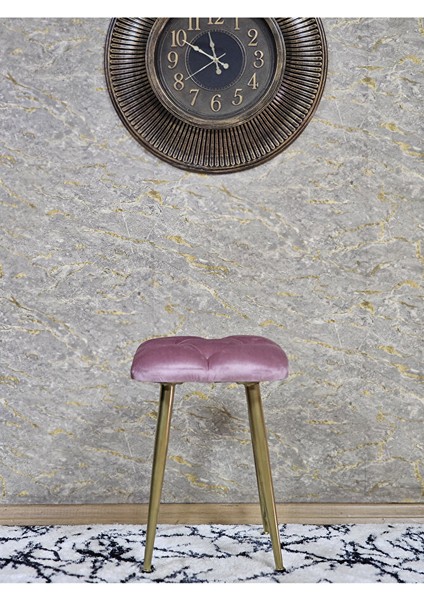 Kare Gold Kaplama Konik Ayaklı Tabure - Oturak - Bar Taburesi - Ayaklı Tabure Pembe Renk 33 x 48 Boyut/ebat modelleri