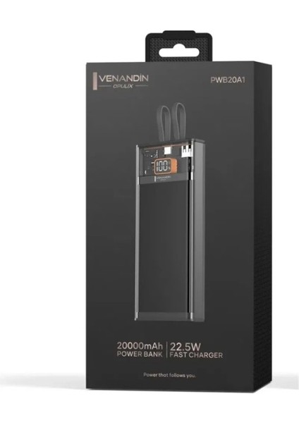 Avc Tekno Venandin PWB20A1 20.000 Mah LED Göstergeli 22.5W Hızlı Kendinden Kablolu Powerbank fiyatları