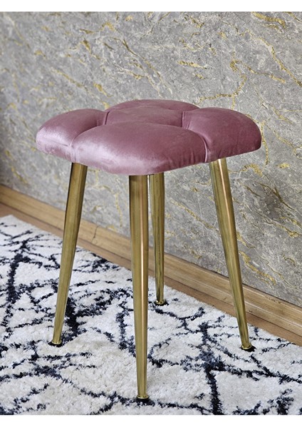 Kare Gold Kaplama Konik Ayaklı Tabure - Oturak - Bar Taburesi - Ayaklı Tabure Pembe Renk 33 x 48 Boyut/ebat fırsatları