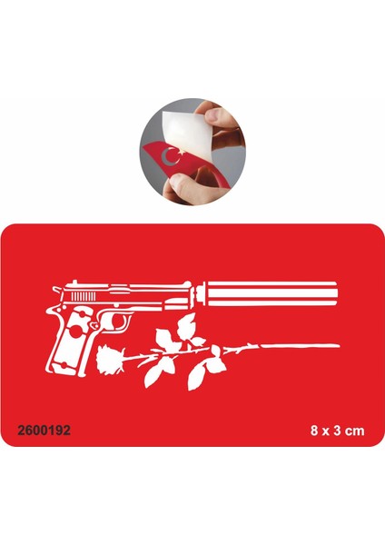 Susturucu Silah ve Gül Tattoo Geçici Dövme Şablonları Kına Kalıpları