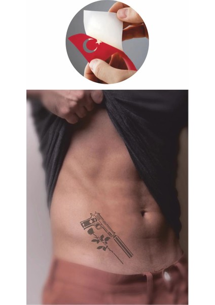 Susturucu Silah ve Gül Tattoo Geçici Dövme Şablonları Kına Kalıpları fiyatları